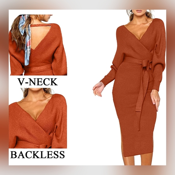 🎀Women's | V Neck Bodycon Dress | Large - Picture 2 of 9